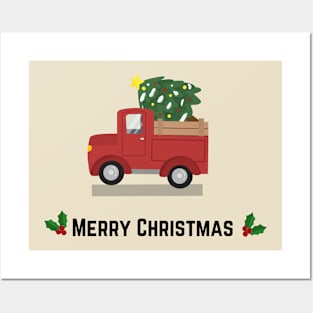 Truck with christmas tree Posters and Art